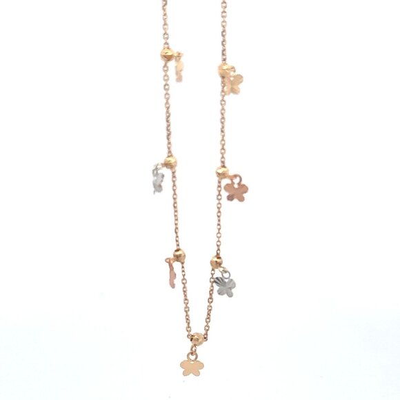 18K Gold Bracelet Butterflies Charms Three Tones Size 8 inches 2.54 grams - Picture 4 of 6